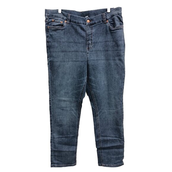 Denim&Co Womens Jeans Size 20W Blue Denim Dark Wash Straight Leg Stretch - Picture 1 of 7